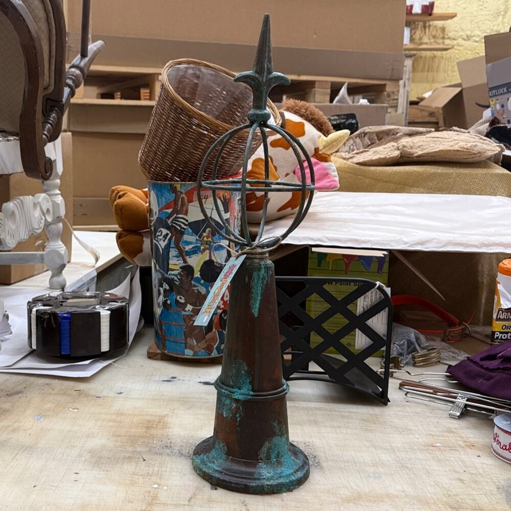 Vintage-Inspired Metal Finial with Patina